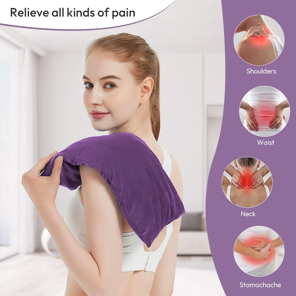 MORLIDEN Neck Heating Pad Microwavable for Shoulders, Warmer Wrap Microwave Heating Pad for Neck and Shoulders for Pain Relief (Navy Blue)