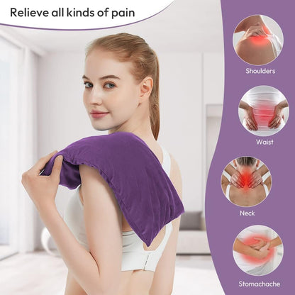 MORLIDEN Neck Heating Pad Microwavable for Shoulders, Warmer Wrap Microwave Heating Pad for Neck and Shoulders for Pain Relief (Navy Blue)