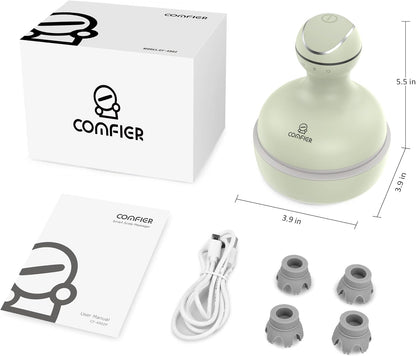 COMFIER Electric Scalp Massager, Waterproof Head Massager with Mutlti-Modes Vibration, Handheld Portable Head Scratcher for Hair Growth, Dog Cat Massager for Deep Clean and Stress Relax
