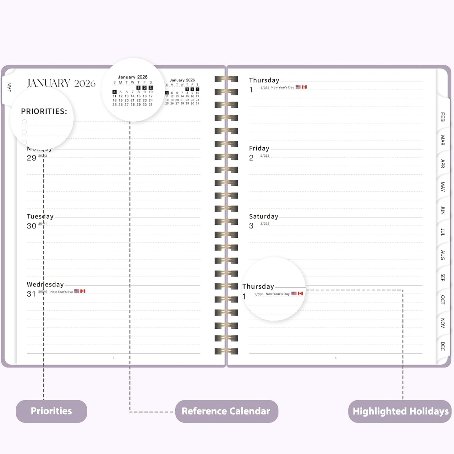 Planner 2026-2027, Weekly and Monthly Calendar Planner, JUL 2026 - JUN 2027 | Academic Year, Daily Agenda Book, A5(6.3'' x 8.5''), Sprial Bound, Inner Pocket, Office School Use