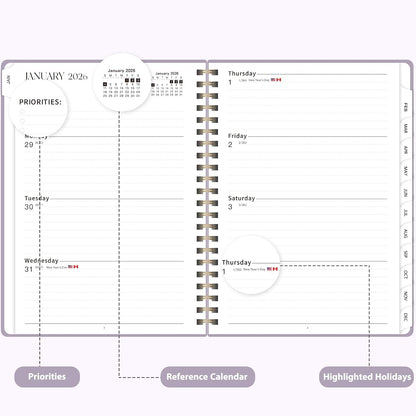 Planner 2026-2027, Weekly and Monthly Calendar Planner, JUL 2026 - JUN 2027 | Academic Year, Daily Agenda Book, A5(6.3'' x 8.5''), Sprial Bound, Inner Pocket, Office School Use