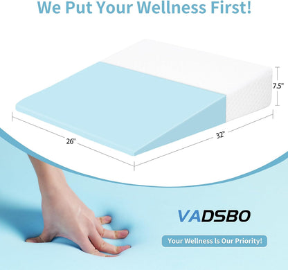 VADSBO Wedge Pillow, Bed Wedge Pillows for Sleeping, Snoring, Back Support, After Surgery, Foam Triangle Pillow, Removable Washable Cover (Gray, 5in)