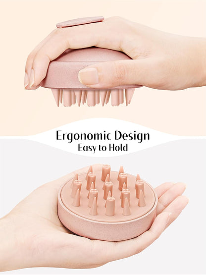 HEETA Hair Scalp Massager for Hair Growth, Shampoo Brush, Scalp Scrubber Exfoliator with Soft Silicone Bristles for Dandruff Removal to Relieve Stress, Wet Dry Use Updated Material, Beige