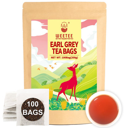 WT WEETEE Earl Grey Tea Bags 100 Count, Black Tea Flavored with Bergamot