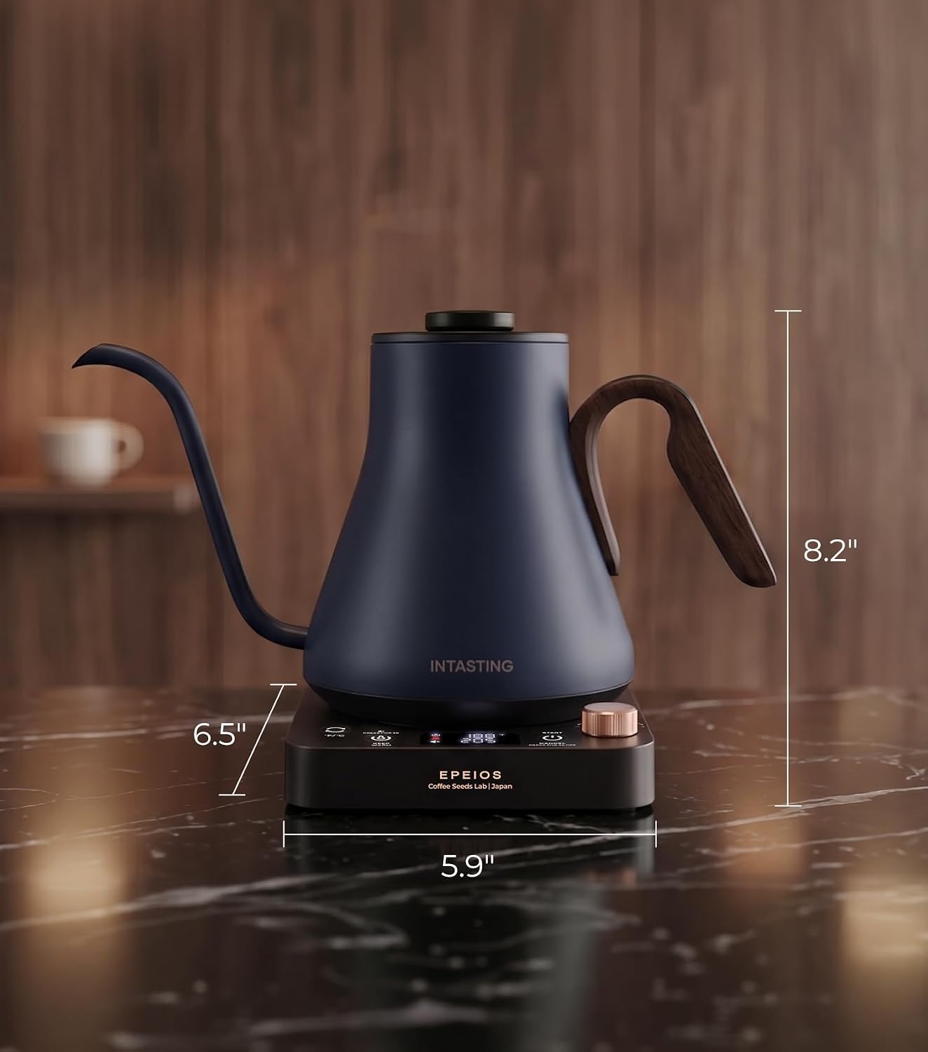 Epeios Electric Kettle, Gooseneck Electric Kettle with ±1°F Temperature Control, 1200W Rapid Heating for Pour Over Coffee & Tea, 304 Stainless Steel Interior, Auto Shut-Off, 0.9L, Black