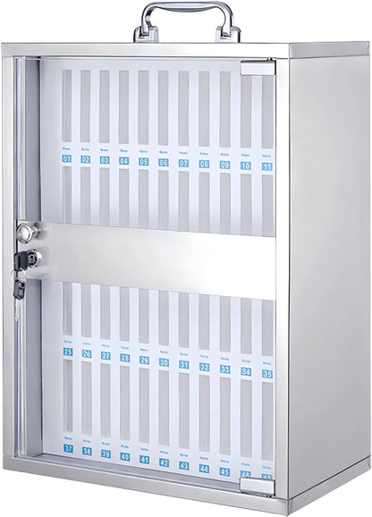 48-Slot Wall-Mounted Phone Storage Box,Lockable Nizer for Mobile Devices,Multi-Slot Charging Station,Silver,Perfect for Home & Office Use,Silver,36Slots