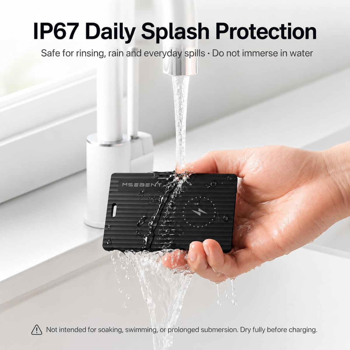 Air Tag Wallet Tracker Card, Rechargeable with Wireless Charging, Works with Apple Find My (iOS Only), Apple MFi Certified, IP67 Waterproof Item Finder for Wallet, Passport & Luggage