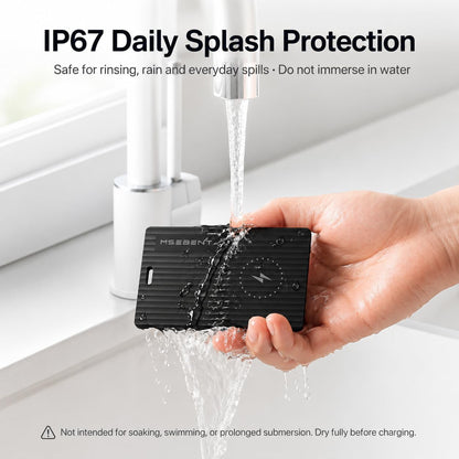 Air Tag Wallet Tracker Card, Rechargeable with Wireless Charging, Works with Apple Find My (iOS Only), Apple MFi Certified, IP67 Waterproof Item Finder for Wallet, Passport & Luggage