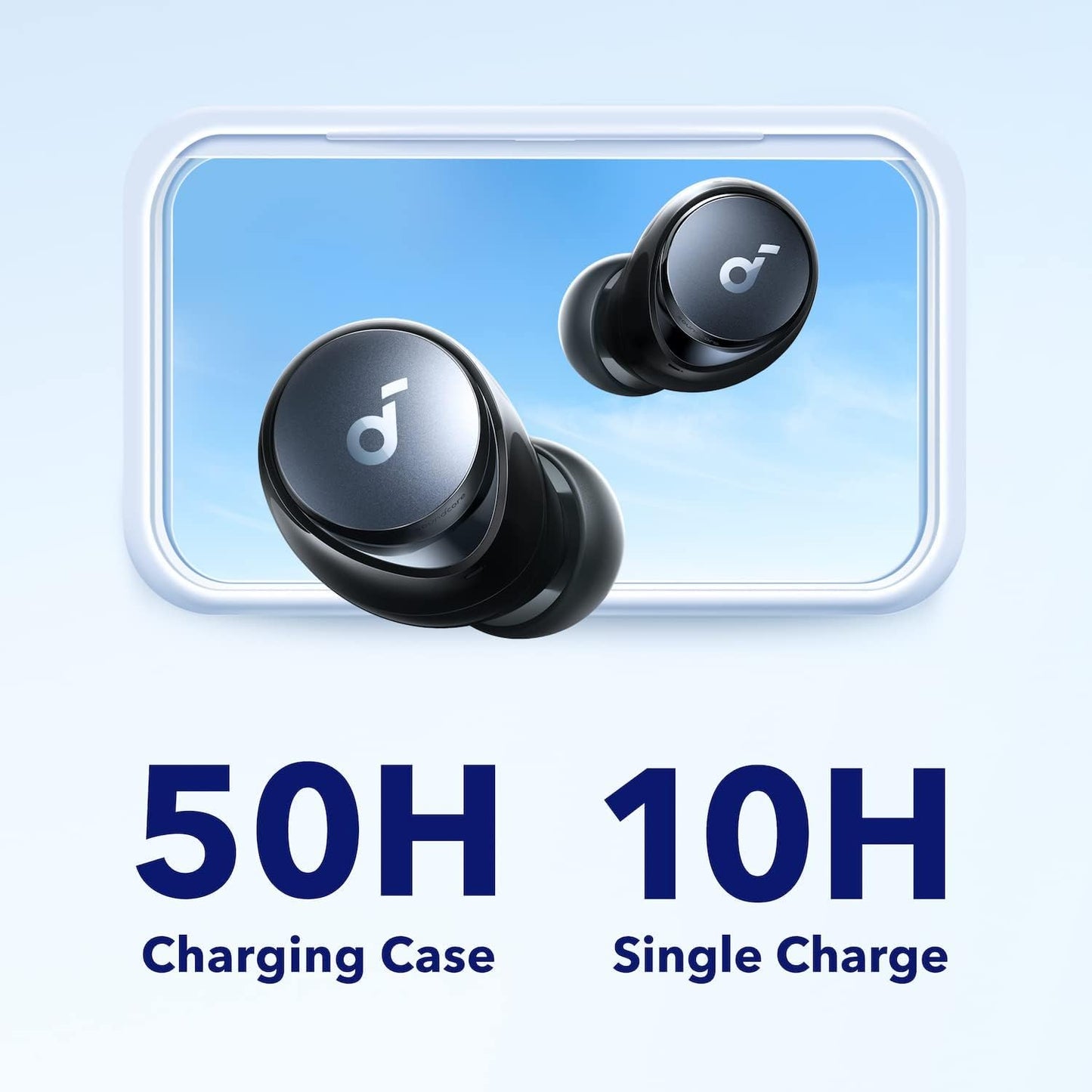Soundcore by Anker Space A40 Auto-Adjustable Active Noise Cancelling Wireless Earbuds, Reduce Noise by Up to 98%, 50H Playtime, Comfortable Fit, App Customization, Wireless Charge (White)