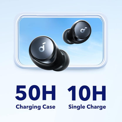 Soundcore by Anker Space A40 Auto-Adjustable Active Noise Cancelling Wireless Earbuds, Reduce Noise by Up to 98%, 50H Playtime, Comfortable Fit, App Customization, Wireless Charge (White)