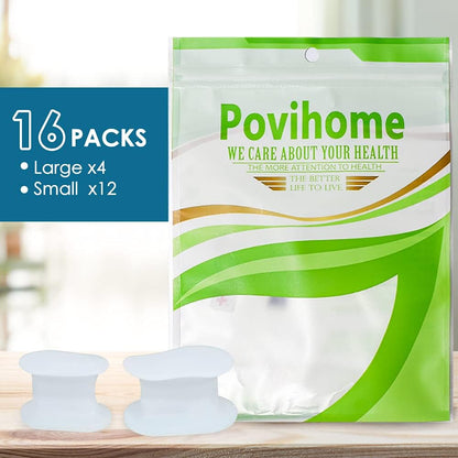 Povihome 6 Pack Gel Toe Spacer Separators(0.6'' Thick), Bunion Corrector for Overlapping Toe (1st/2nd Toe), Silicone Toe Spacers with Soft Gel Lining for Hallux & Bunion Pain Relief