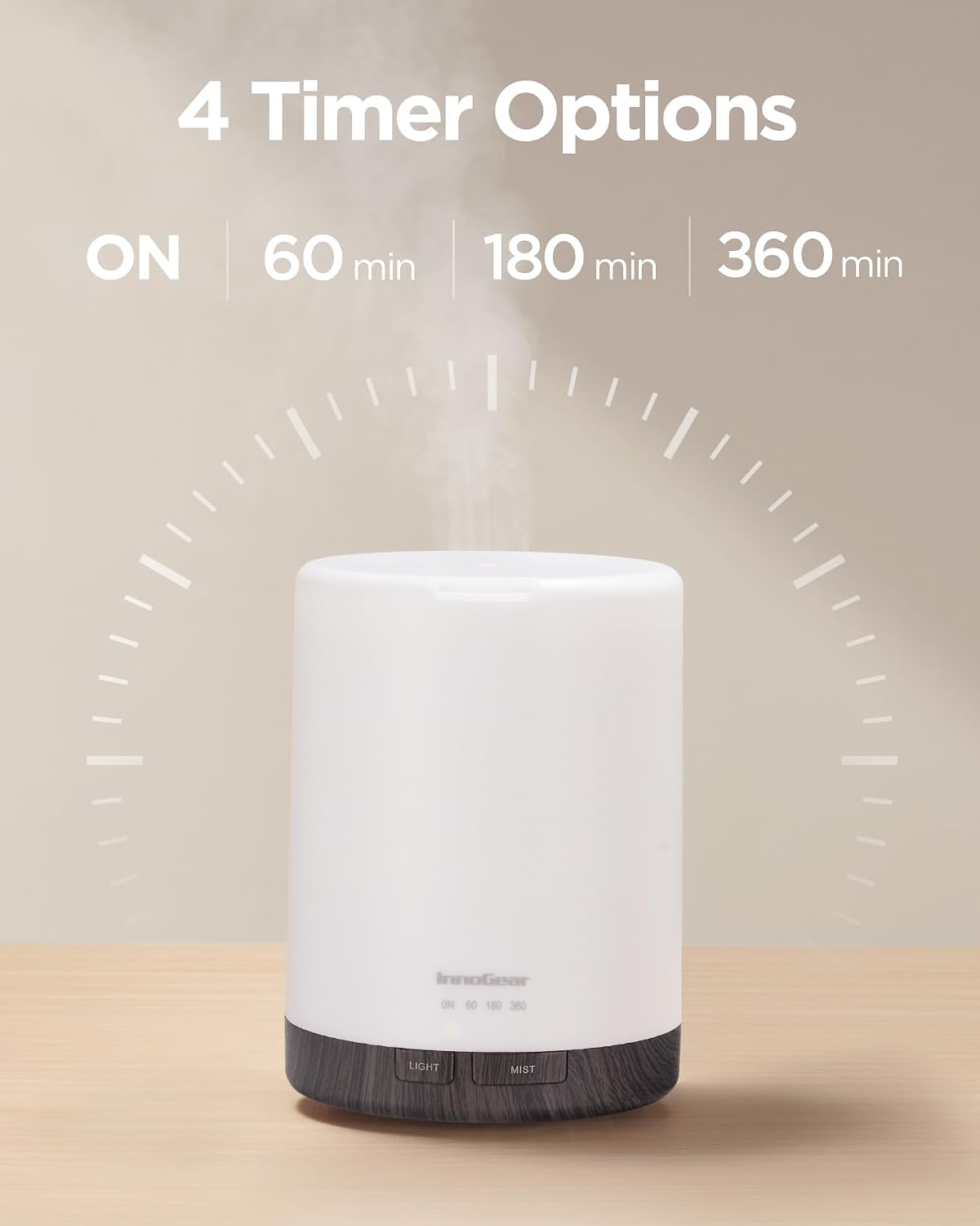 InnoGear 300ML Essential Oil Diffuser, Premium 5-in-1 Ultrasonic Aromatherapy Diffusers Mother's Gift Scent Humidifier Aroma Diffuser Vaporizer Auto-Off Timer for Room Office Home, Yellow, Medium