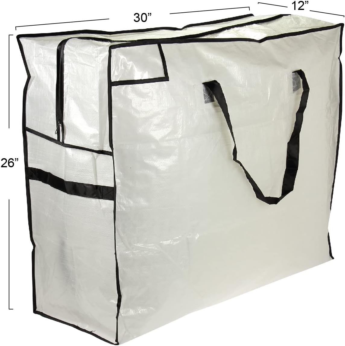 Household Essentials 2622 MightyStor Large Storage Bag with Handles | Clothing and Linen Storage Bag | White Tarp with Black Trim