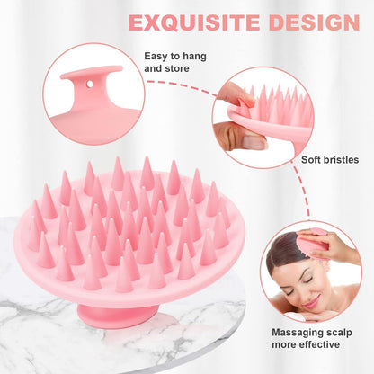Meartchy Silicone Scalp Massager Shampoo Brush, Scalp Brush for Hair Growth & Dandruff Removal, Hair Scrubber Scalp Stimulator Exfoliator Brush with Soft Bristles for Wet Dry Scalp Care (Black)