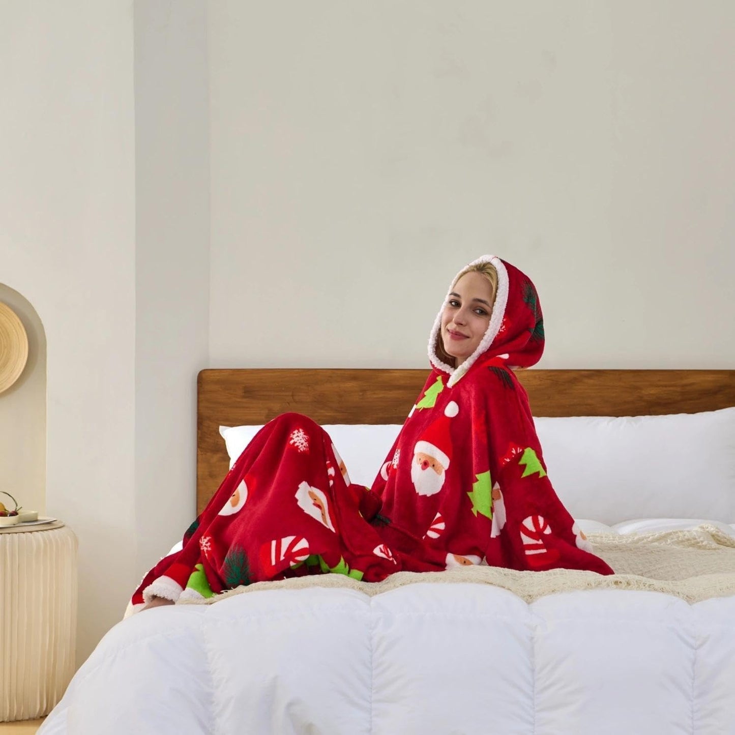 Wearable Blanket Sweatshirt Gifts for Women and Men, Warm and Cozy Giant Blanket Hoodie, Thick Flannel Blankets with Sleeves and Giant Pocket - Light Grey
