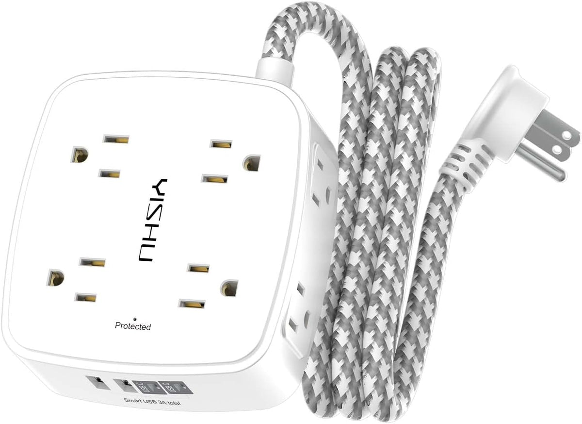 YISHU 6Ft Surge Protector Power Strip with 8 Widely Outlets & 4 USB Ports
