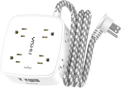 YISHU 6Ft Surge Protector Power Strip with 8 Widely Outlets & 4 USB Ports