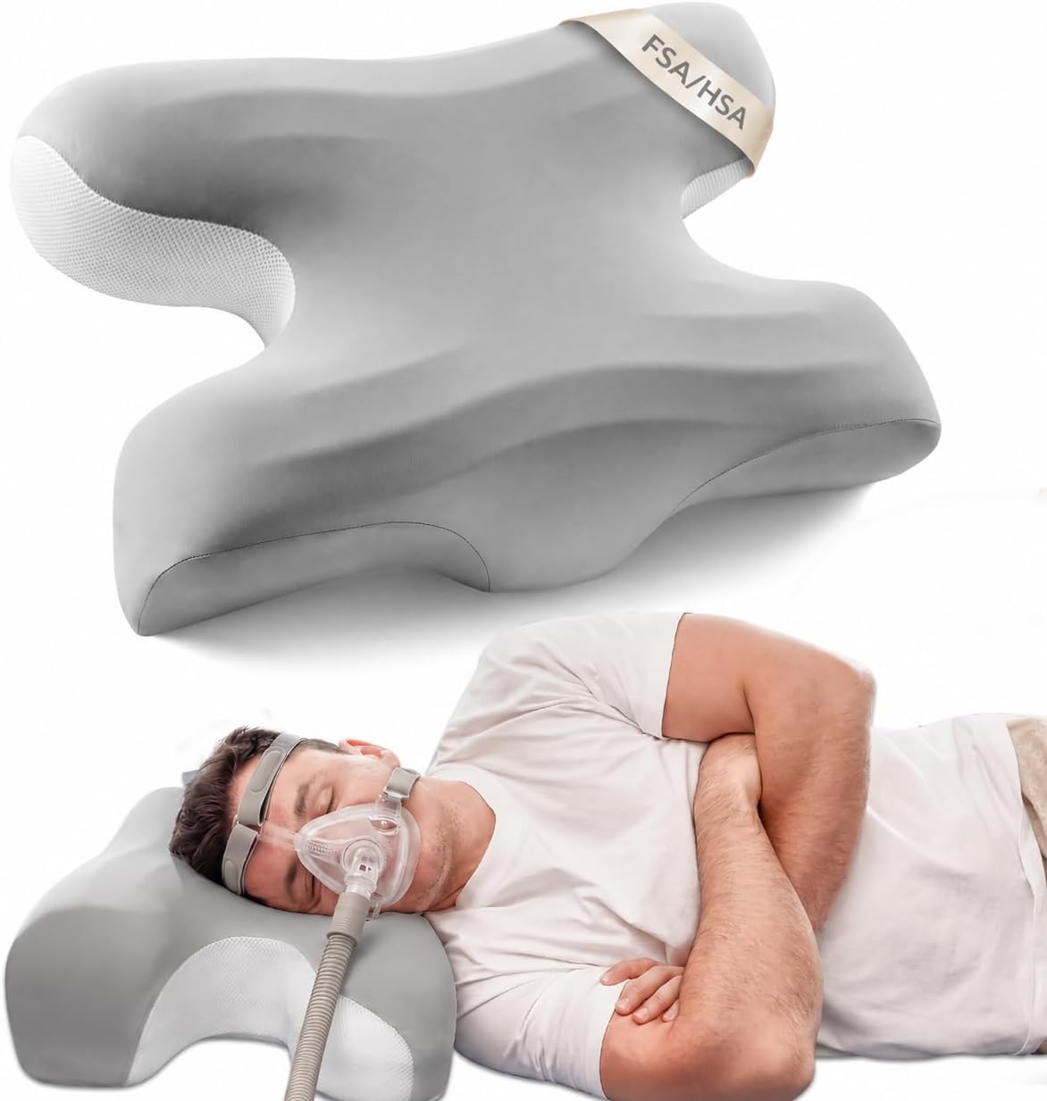 Sleep Apnea Pillow for Cpap Users, Ergonomic Adjustable Memory Foam Cpap Pillows for Side and Back Sleepers, Reducing Air Leaks and Mask Pressure