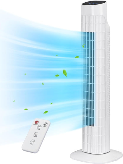Uthfy Tower Fan with Remote, Portable 120° Oscillating Standing Fan, 3 Speeds & 3 Modes, 7.5H Timer, Fans That Blow Cold Air for Bedroom, Living Room, Office, Black