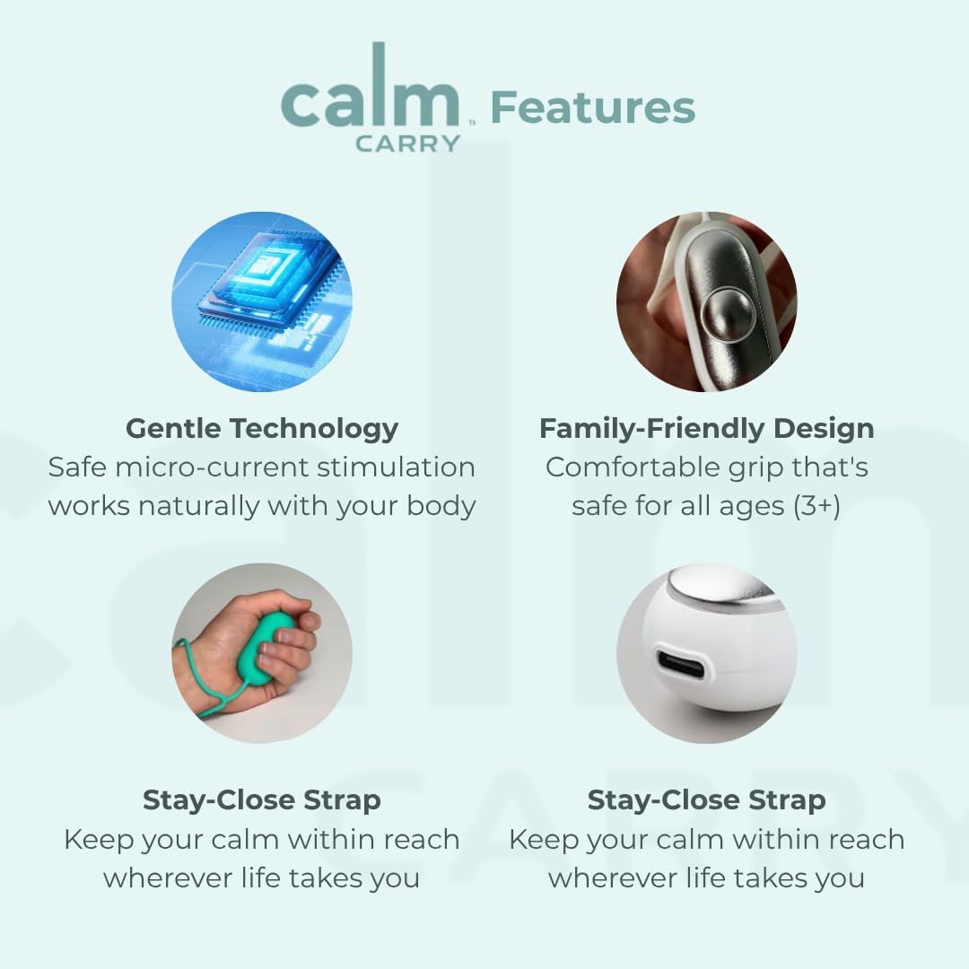 Glowco CalmCarry Sleep Aid Device – Handheld Microcurrent Relaxation Tool, Supports Calm, Focus & Gentle Relief, USB Rechargeable, Portable Wellness Device for Adults & Kids | Gray Calm Carry