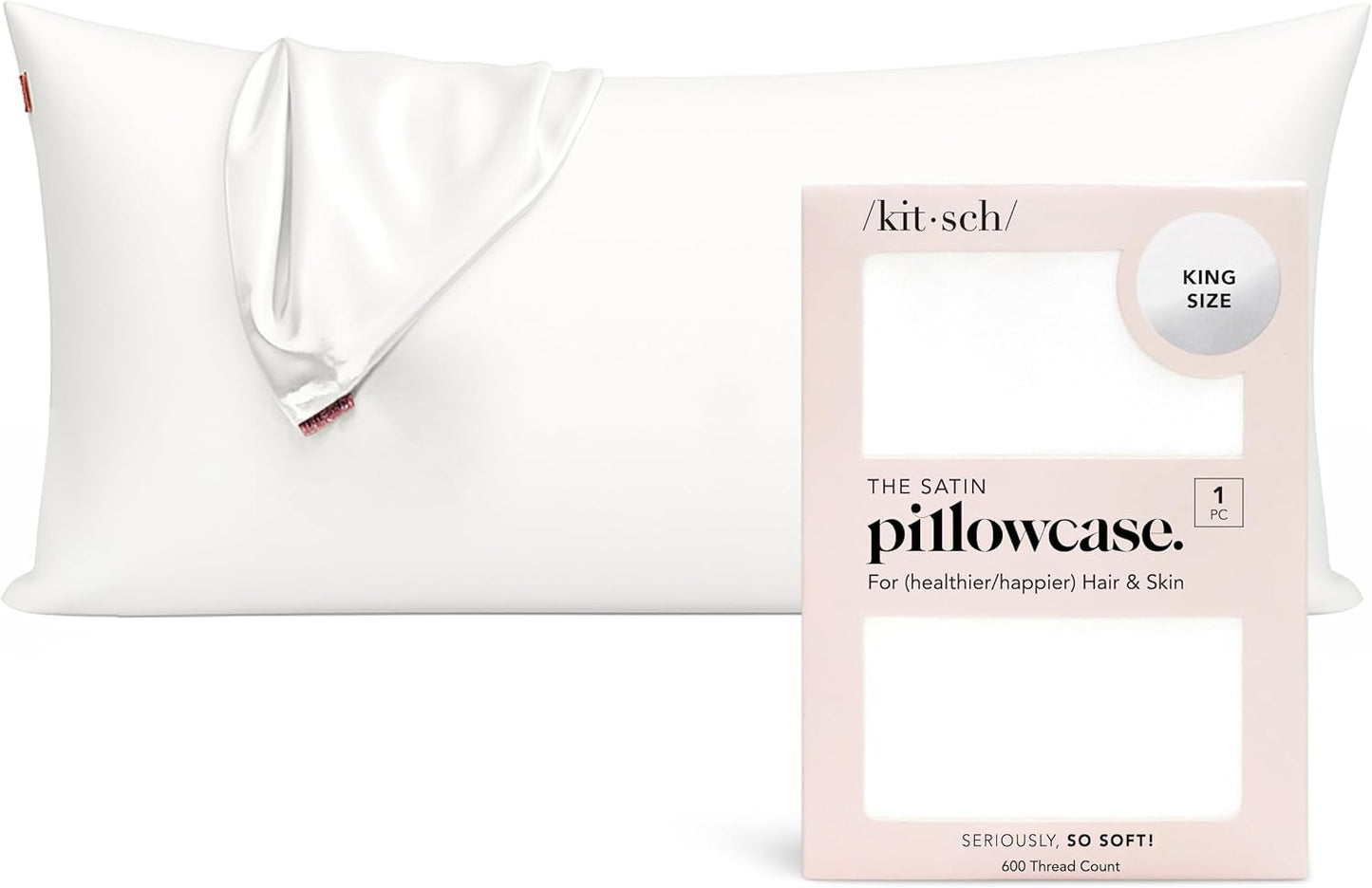 Kitsch Satin Pillowcase with Zipper for Hair & Skin - Softer Than Silk Pillow Cases, Smooth Cooling Satin Pillow Case, Wrinkle-Free, Machine Washable - Pillow Cases Standard Size (19x26) - Blush