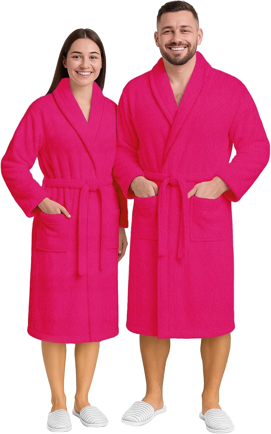 Pearl Linens Cotton Terry Shawl Collar Bathrobe - Soft, Lightweight & Absorbent Unisex Spa Robe for Women & Men - 1 Piece