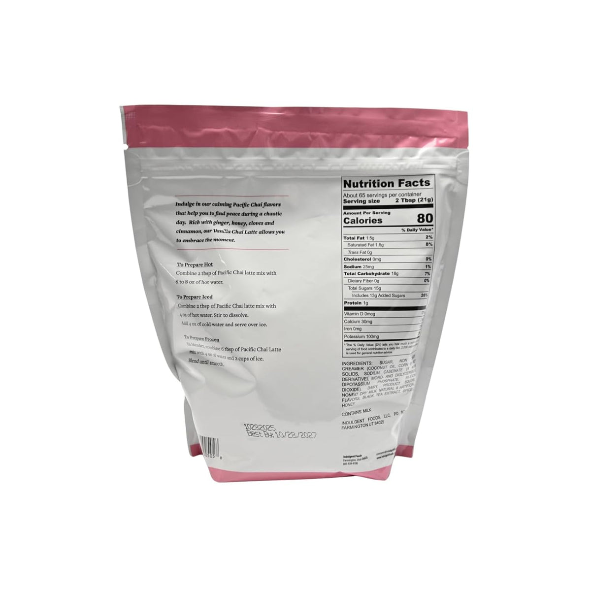 Pacific Chai Spiced Chai Latte Mix, Instant Chai Tea Latte Drink Mix, Gluten Free, Kosher Certified Powder Beverage, Café Style Chai Latte, 3 LB