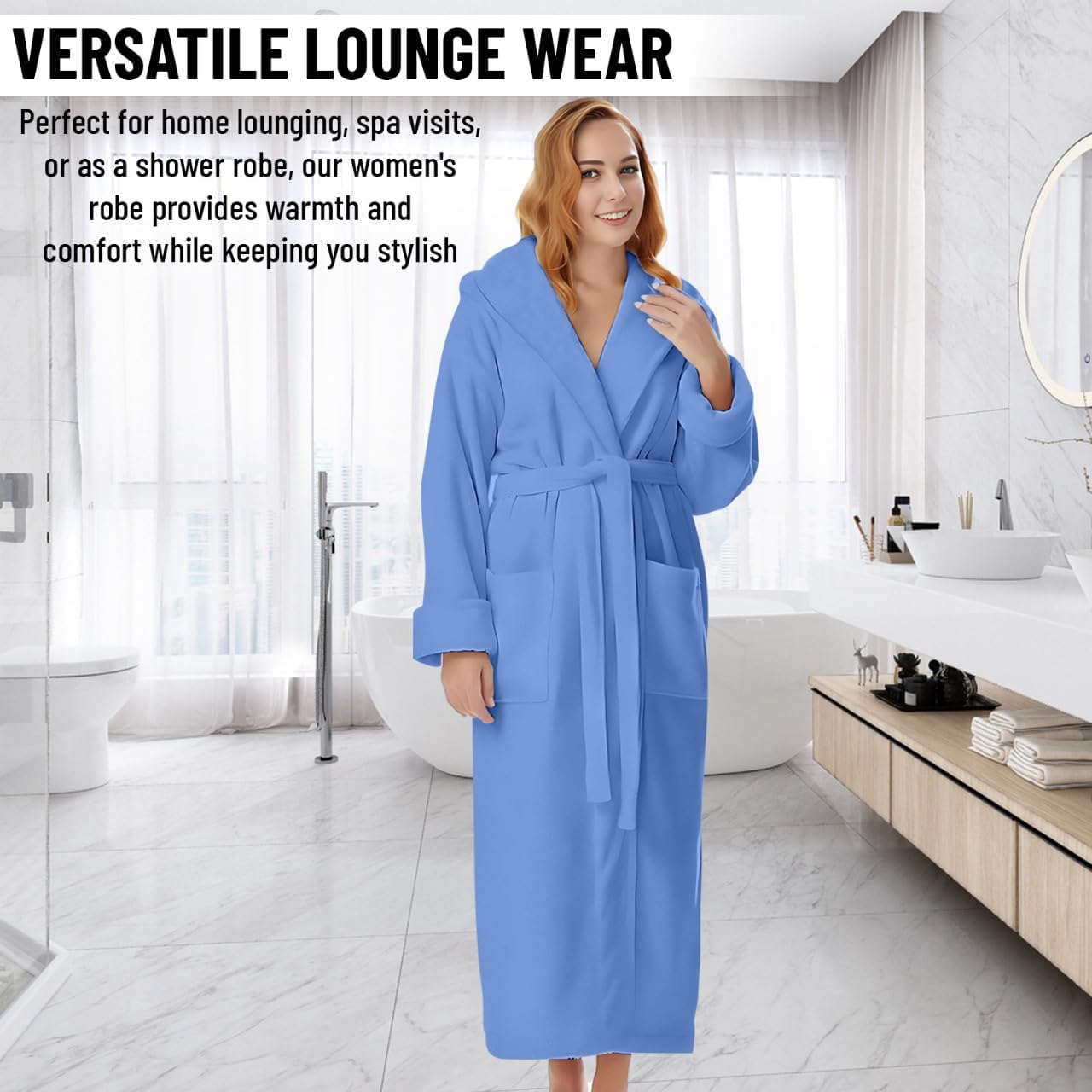 KAHAF COLLECTION Cotton Terry Robes for Women and Men, Terry Shawl Collar Bathrobe, ONE SIZE - UNISEX Men & Women Spa Robe