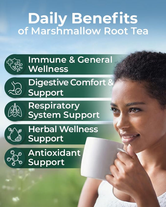 50 Bags Dried Marshmallow Root Tea Marshmallow Root Herb Herbal Tea (Althaea Officinalis) - 50 Count Bags Cut Sifted Herb Raíz De Malvavisco