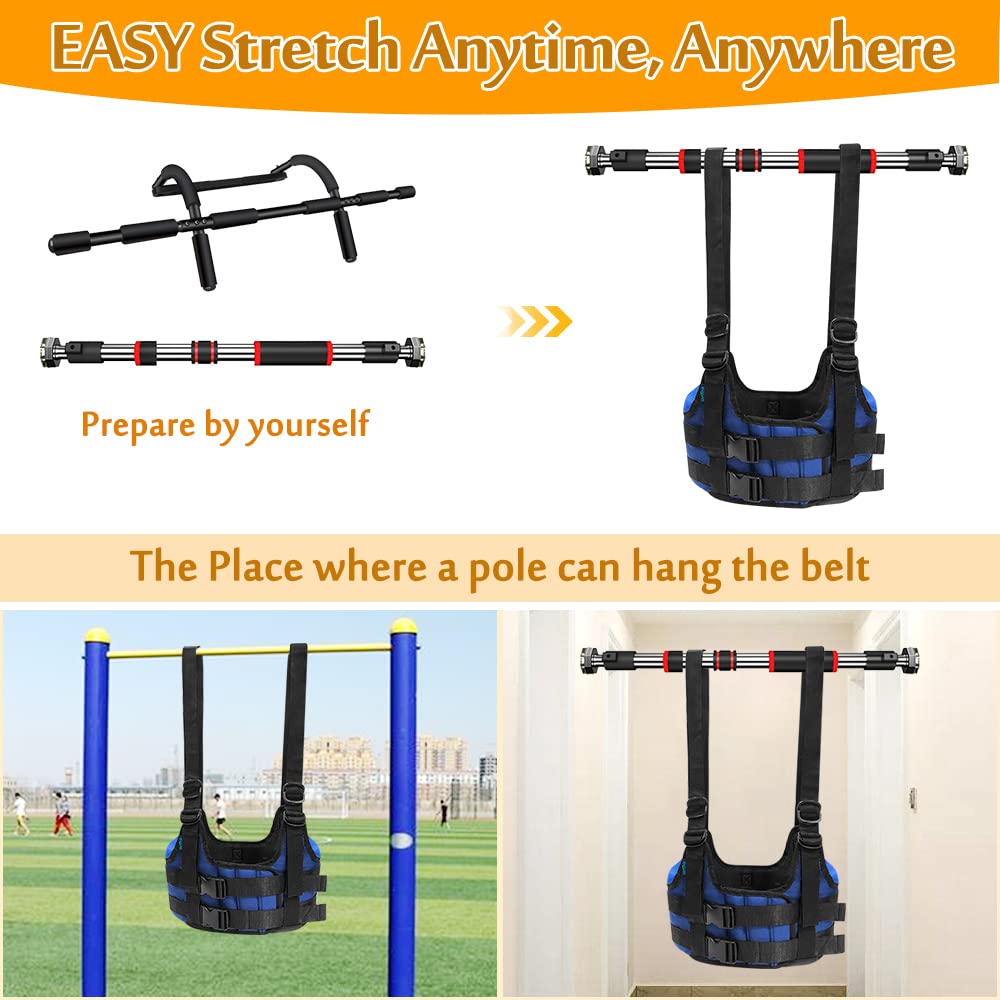 Back Stretcher Harness for Spinal Decompression, Lumbar Traction Belt & Inversion Table Alternative, Back Realignment Device for Herniated Disc Pain Relief – Large (42–50” Chest)