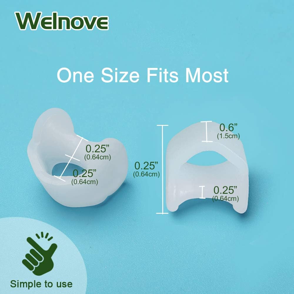 Welnove Gel Toe Separator, Pinky Toe Spacers, Little Toe Cushions, Small Toe Sleeves for Preventing Rubbing & Reducing Pressure (Pack of 12, Transparent)