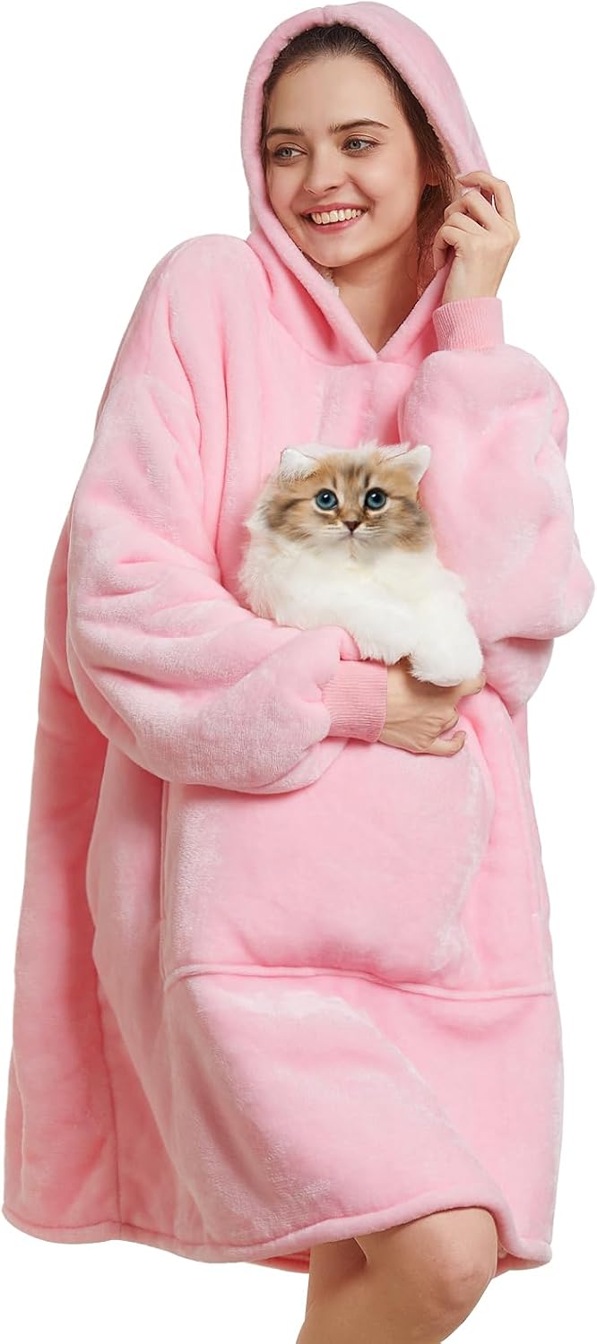 Aemilas Wearable Blanket Hoodie - Warm Sherpa Blanket Sweatshirt as Gifts for Adult Women Mom Men, One Size Fits All