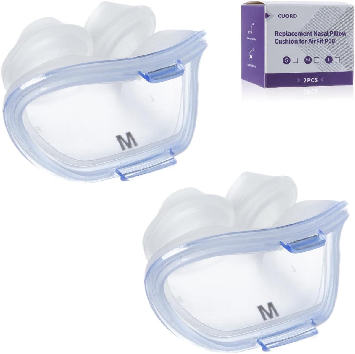 Replacement Nasal Pillow Cushion for ResMed AirFit P10, Compatible with Original Airfit P10 Frame, Reliable Seal & Soft Replacement Silicone CPAP Mask Cushion, 2-Pack, Large