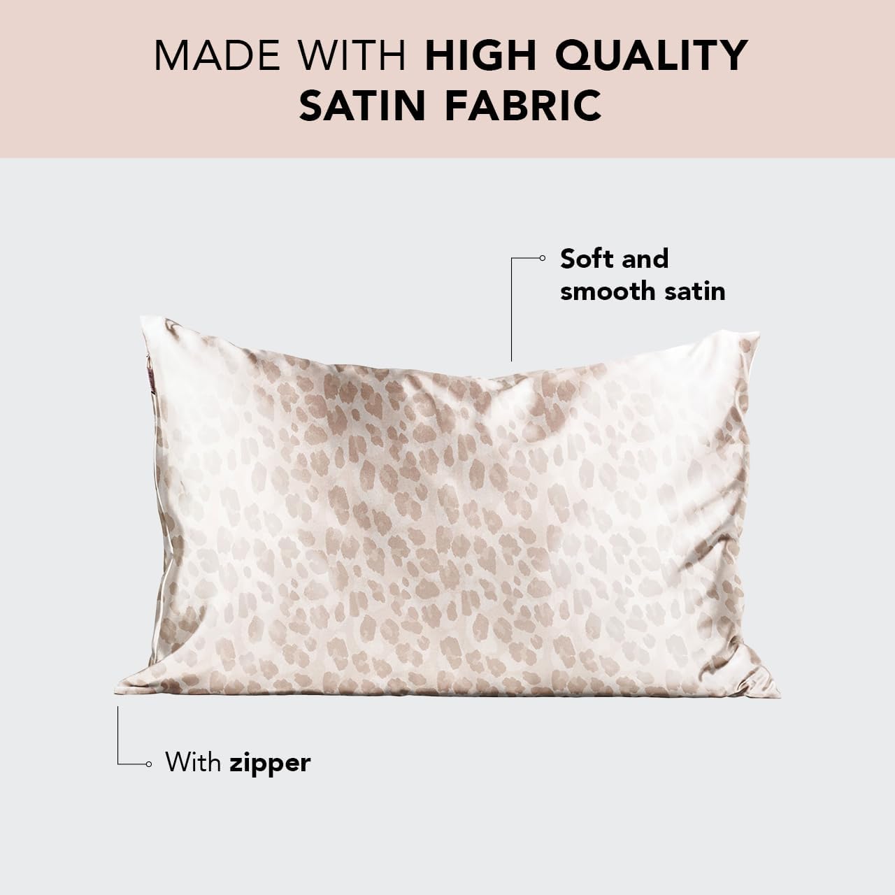 Kitsch Satin Pillowcase with Zipper for Hair & Skin - Softer Than Silk Pillow Cases, Smooth Cooling Satin Pillow Case, Wrinkle-Free, Machine Washable - Pillow Cases Standard Size (19x26) - Blush