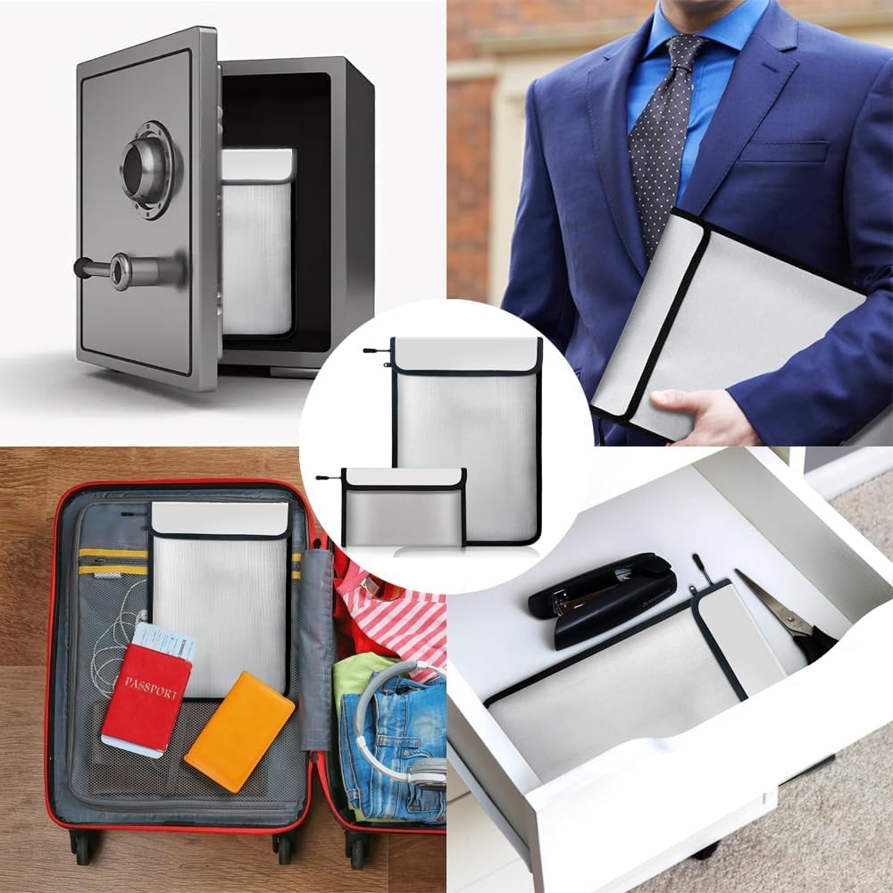 Fireproof Waterproof Document Bag Upgraded Two Pockets - 4200℉ Protection