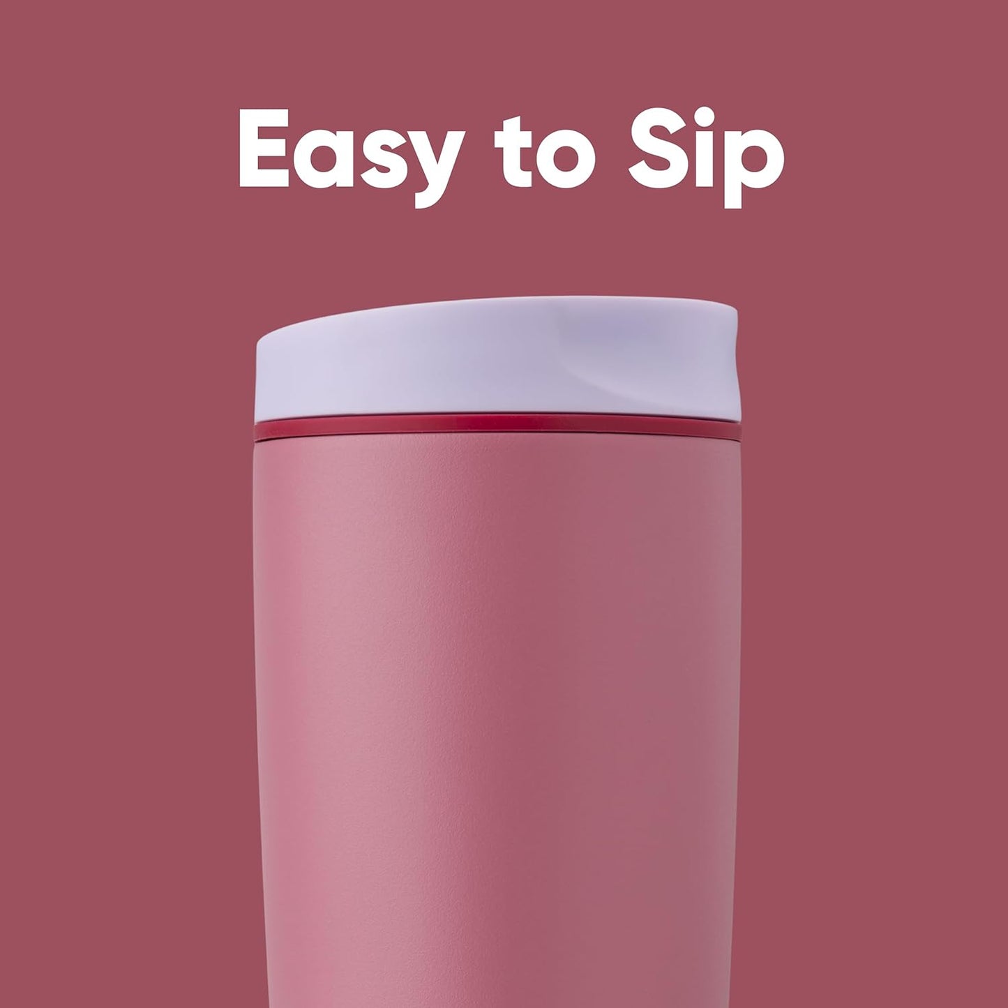 Owala SmoothSip Slider Insulated Stainless Steel Coffee Tumbler, Reusable Iced Coffee Cup, Hot Coffee Travel Mug, BPA Free 12 oz, Pink (Pucker Up)