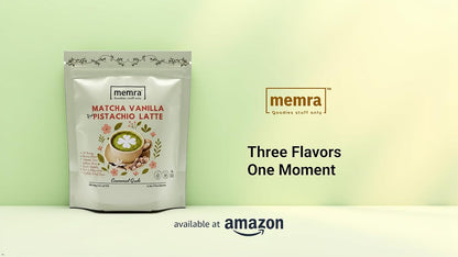 Matcha pistachio Vanilla Latte Mix – Creamy organic Green Tea Drink Powder – Hot or Iced Café Style daily Beverage 80g