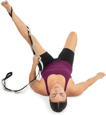 OPTP Stretch Out Strap Pro with Exercise Book, 11 Loops USA-Made Yoga Strap