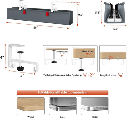Univivi No Drill Under Desk Cable Management Tray, 36 inch Cable Management