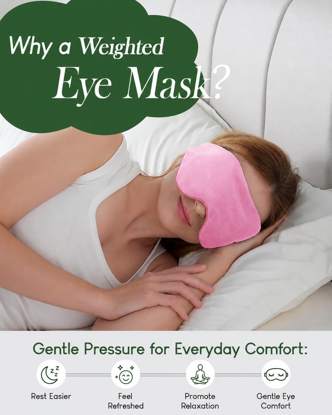 Sivio Weighted Eye Mask for Sleeping, Cooling & Cozy Reversible Blackout Sleep Mask for Women & Men, Microwave Freezable Heavy Blindfold for Airplane, Travel, Meditation, 0.55lb, Grey