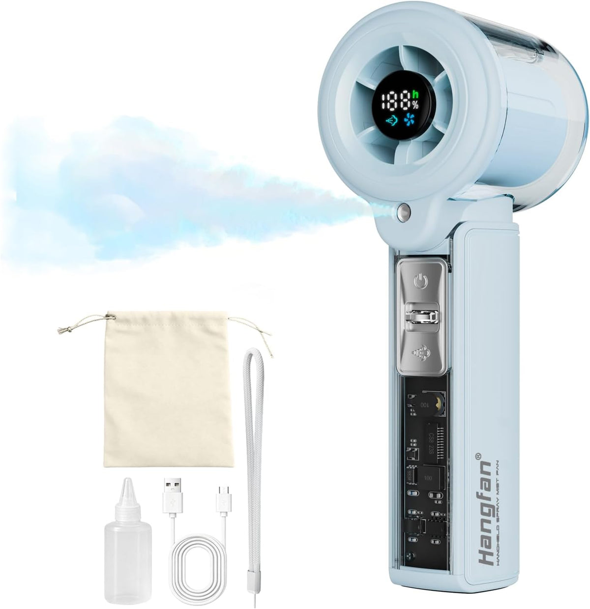 Handheld Misting Fan,20000 RPM,100 Speeds,Nano Mist,LED Display