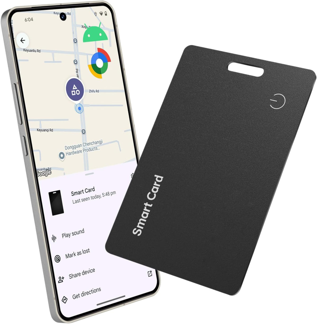 Reyke Android Wallet Tracker Card, Works with Google Find Hub, Rechargeable