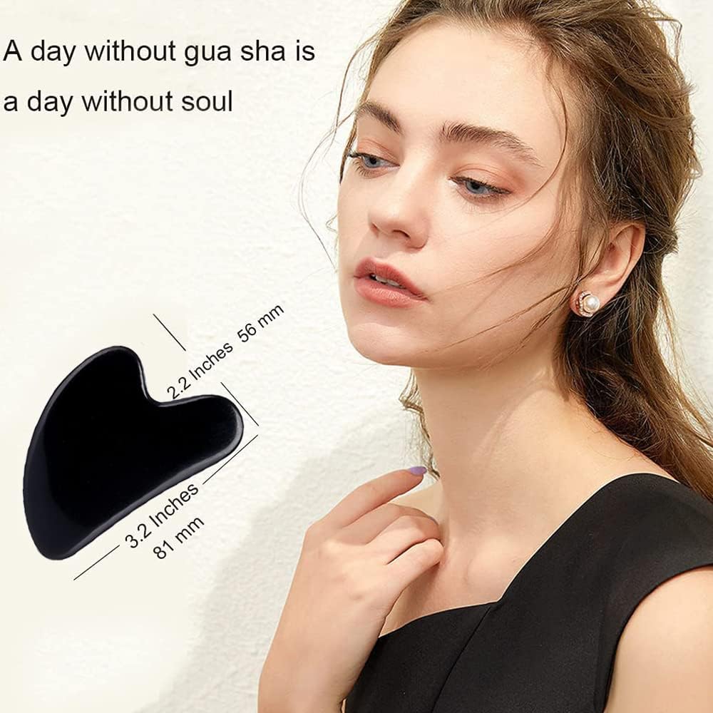 Gua Sha, Jade Stone Gua Sha Massage Tool, Guasha Tool for Face and Body Skin Massage. Gua Sha Set for Toxins Prevents Wrinkles for SPA Acupuncture, Therapy Trigger Point Treatment.