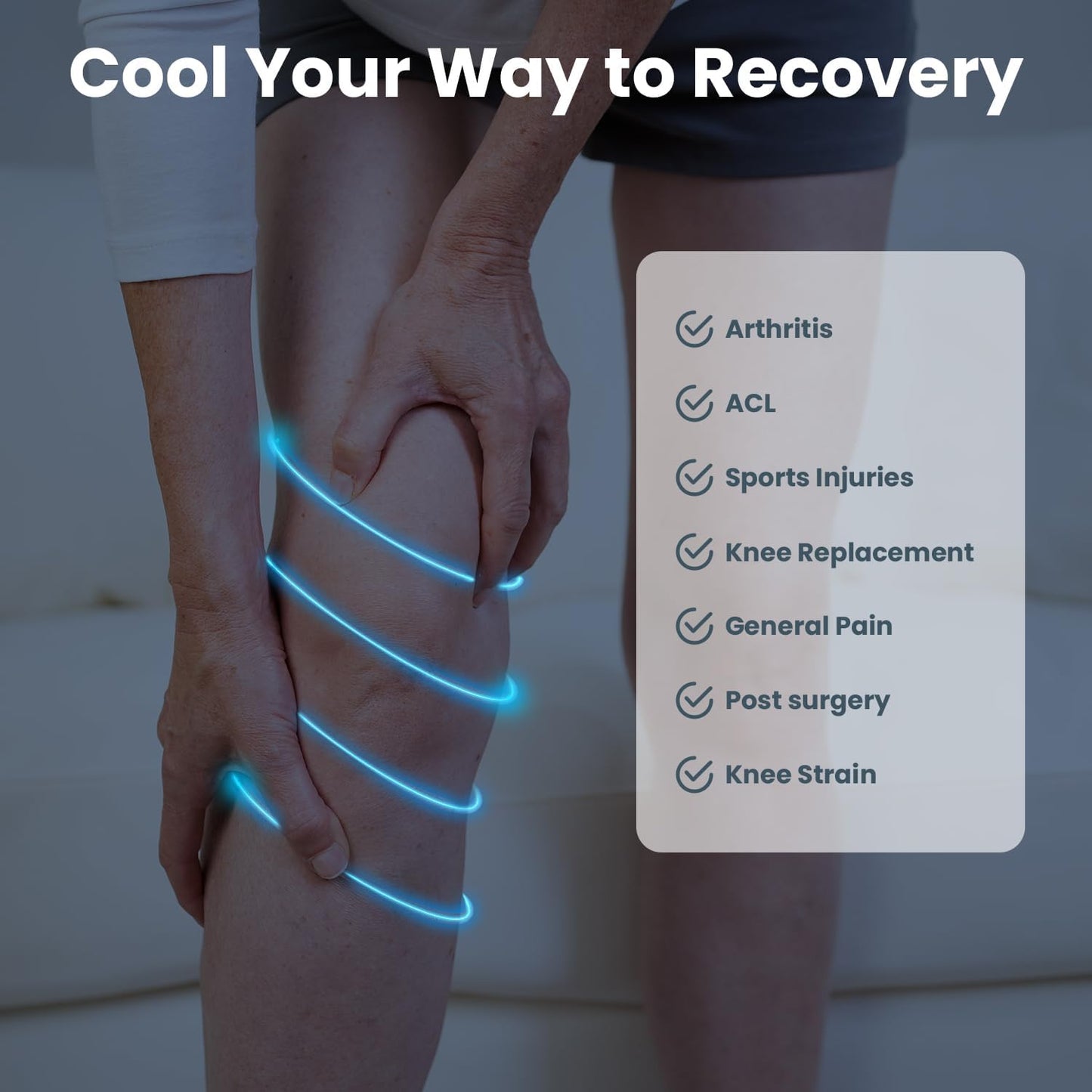 Knee Ice Pack Wrap (1 Pack) - Adjustable Ice Pack for Knees Surgery, Replacement, Arthritis Pain, ACL, Sports Injuries, Post Surgery, for Long Duration - 1 Pack