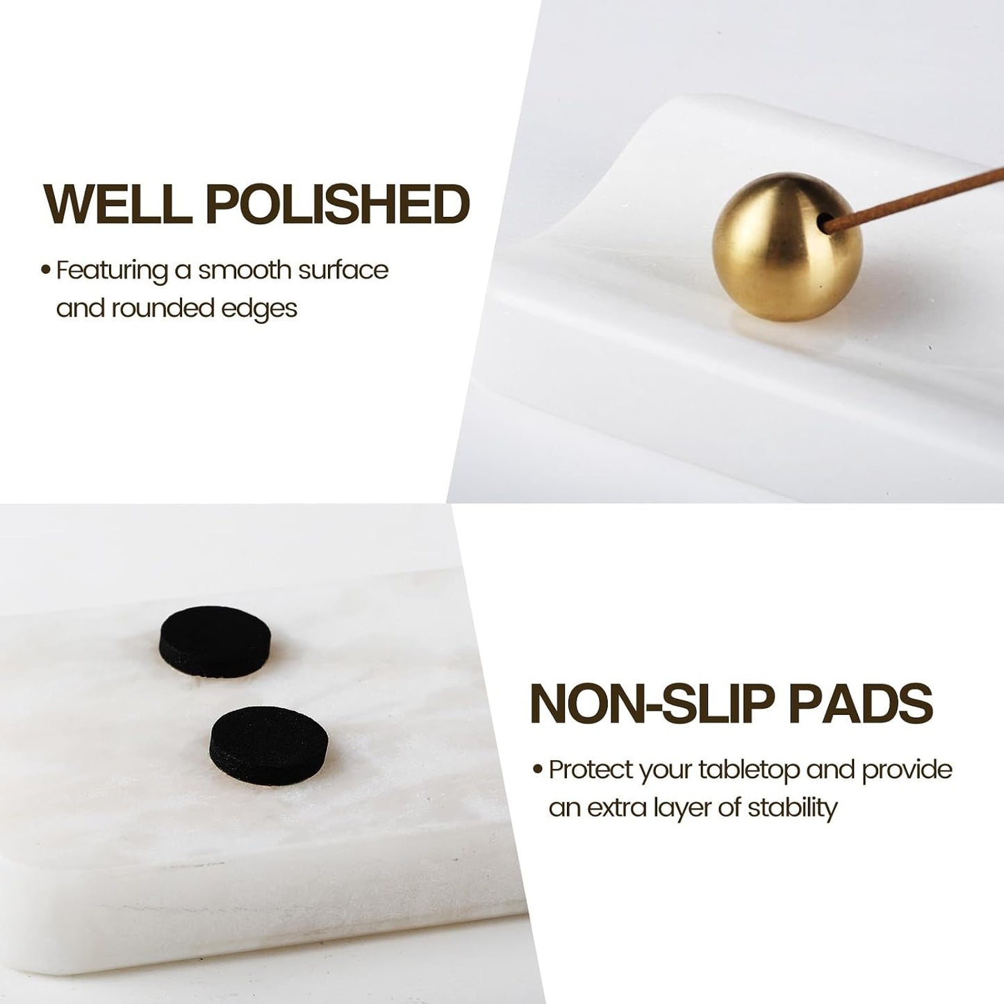 Koville Marble Incense Holder, Incense Holder for Sticks, Incense Sticks Holder Ash Catcher for Meditation Yoga SPA, Natural Stone Incense Burner, Home Table Decor (Grey)