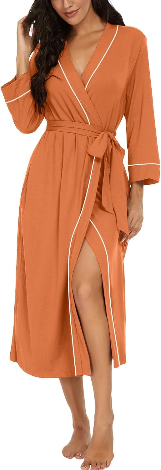 PrinStory Robes for Women 3/4 Sleeve Long Bath Robe XS-4XL