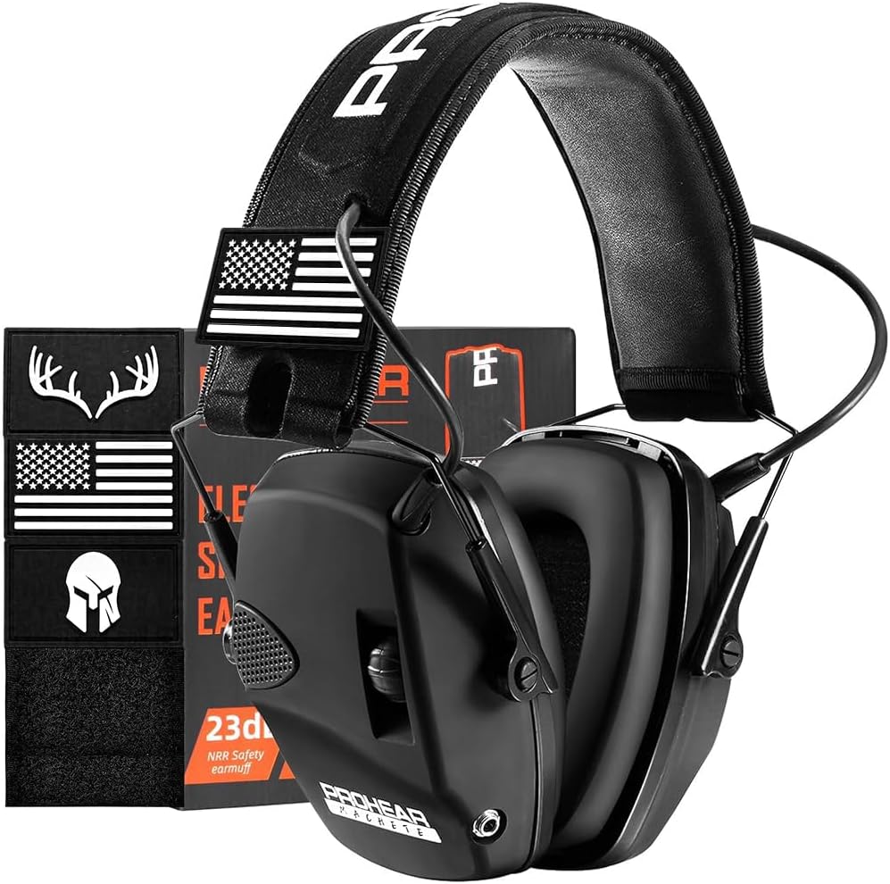 PROHEAR Electronic Ear Protection for Shooting with 4X Sound Amplification, Gun Range Hearing Protection Muffs, NRR 23dB Noise Reduction Headphones for Hunting, Green