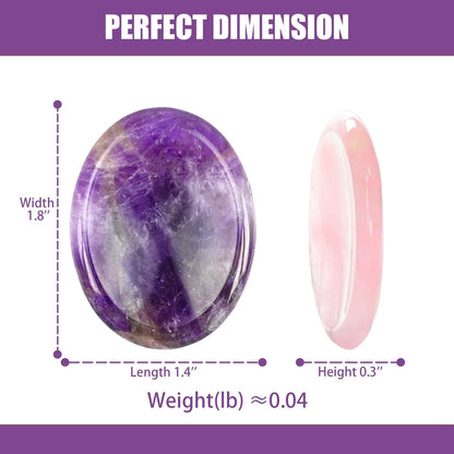 WHAL&YUNE Tiger Eye Obsidian Thumb Worry Stone for Anxiety, Healing Crystals Natural Oval Gemstone Meditation Reiki Balancing Accessories Gift for Stressed People- 1.8 inches