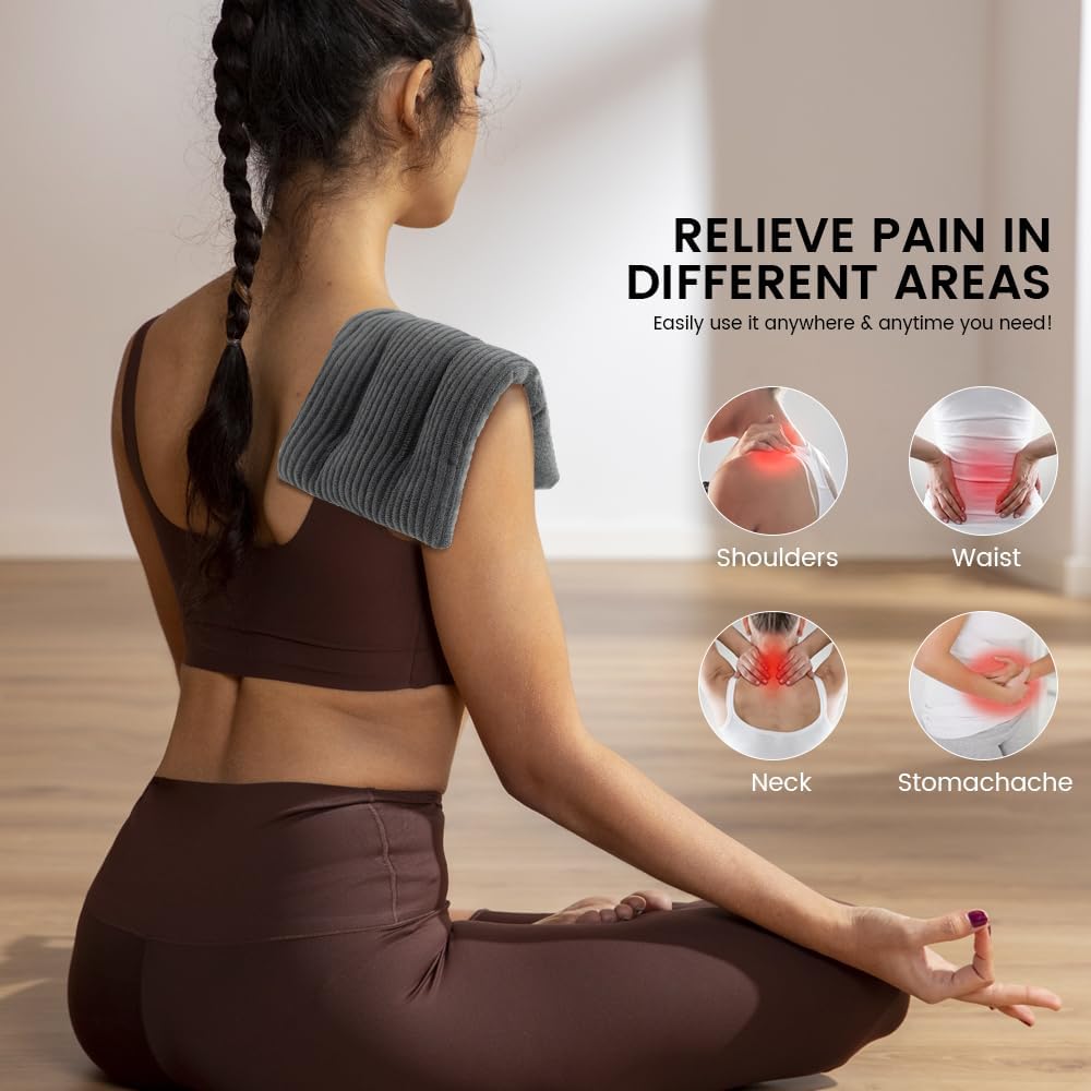 MORLIDEN Neck Heating Pad Microwavable for Shoulders, Warmer Wrap Microwave Heating Pad for Neck and Shoulders for Pain Relief (Navy Blue)