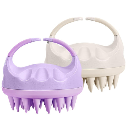 HEETA Scalp Massager with Soft Silicone Bristles for Hair Growth, Dandruff Removal, and Scalp Relaxation - Shampoo Brush for Wet or Dry Hair (Green & Purple)